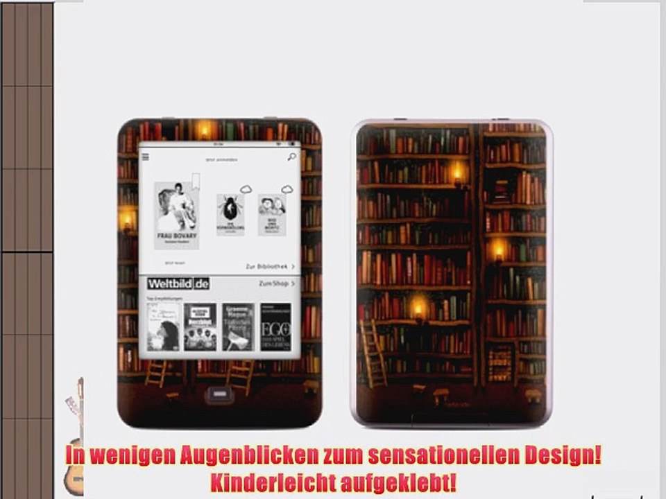 Tolino Shine Skin Ebook Reader Design Schutzfolie Skins Sticker Vinyl Aufkleber - Library