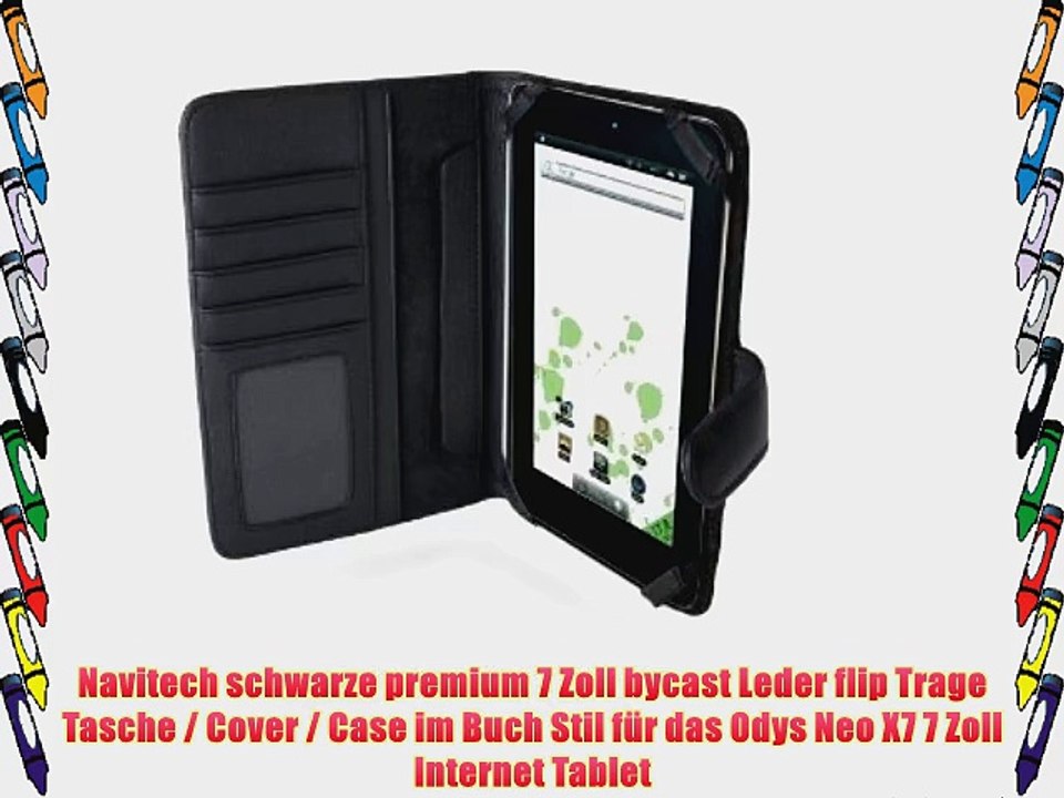 Navitech schwarze premium 7 Zoll bycast Leder flip Trage Tasche / Cover / Case im Buch Stil