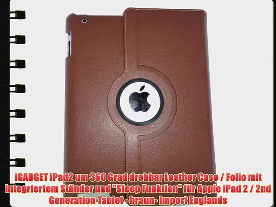 iGADGET iPad2 um 360 Grad drehbar Leather Case / Folio mit integriertem St?nder und Sleep Funktion