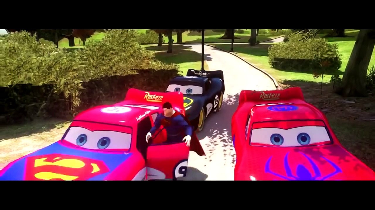 Spider-Man, Batman & Superman Epic Race Disney Cars Lightning McQueen [HD]