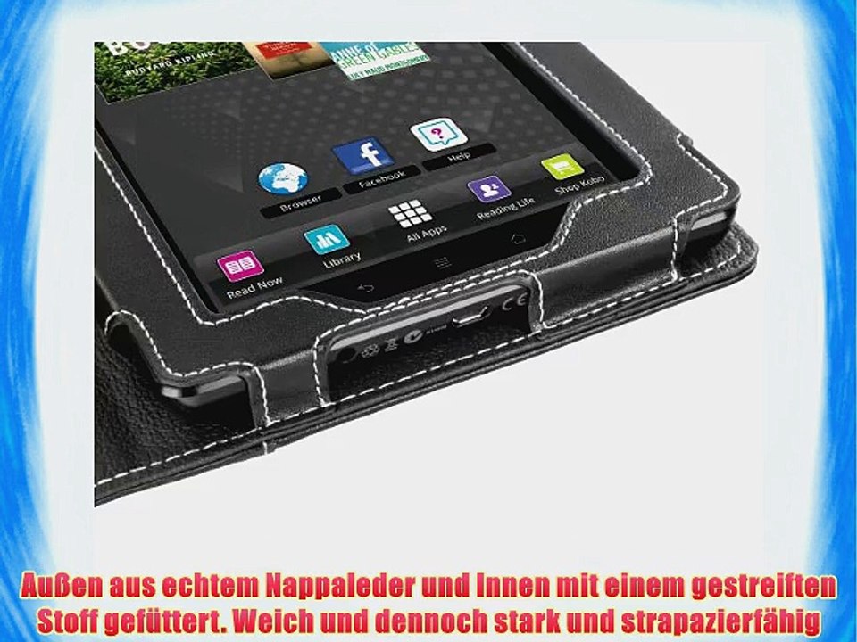 Cover-Up Ledertasche f?r Kobo Vox eReader / Tablet (Buch-Stil) in Schwarz