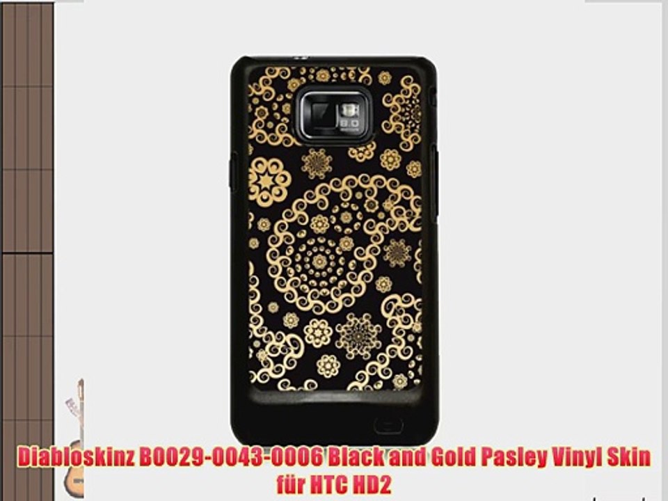 Diabloskinz B0029-0043-0006 Black and Gold Pasley Vinyl Skin f?r HTC HD2