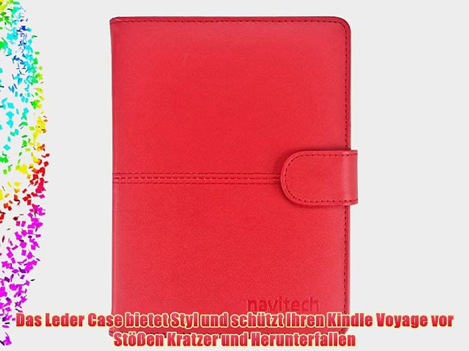 Navitech Kindle Voyage 6 Zoll Rotes Bycast Leather Case Cover Tasche mit Bildschirmschutzfolie