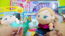 Peppa Pig Play Doh Plus Disney Princess Makeover with Frozen Elsa Mermaid Ariel and Snow W