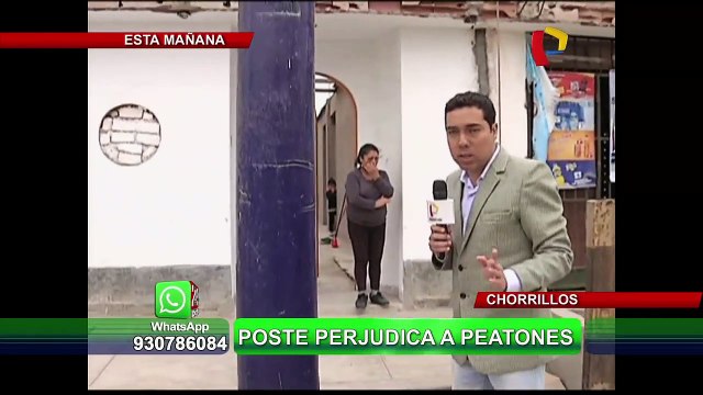 Vecinos de Chorrillos denuncian que postes han sido colocados en medio de la vereda