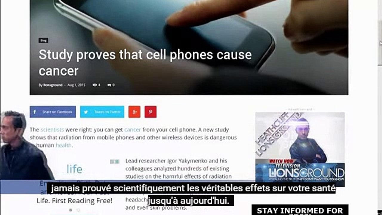 Le rayonnement des téléphones portables provoquent le cancer avec la preuve scientifique