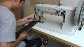 Heavy weight compound feed sewing machine for stitching wood and leather
