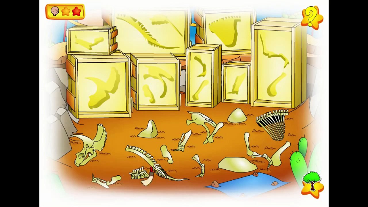 Caillou Dinosaur Digging Cartoon Animation PBS Kids Game Play Walkthrough