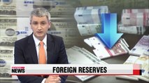 Korea's foreign exchange reserves fall in July