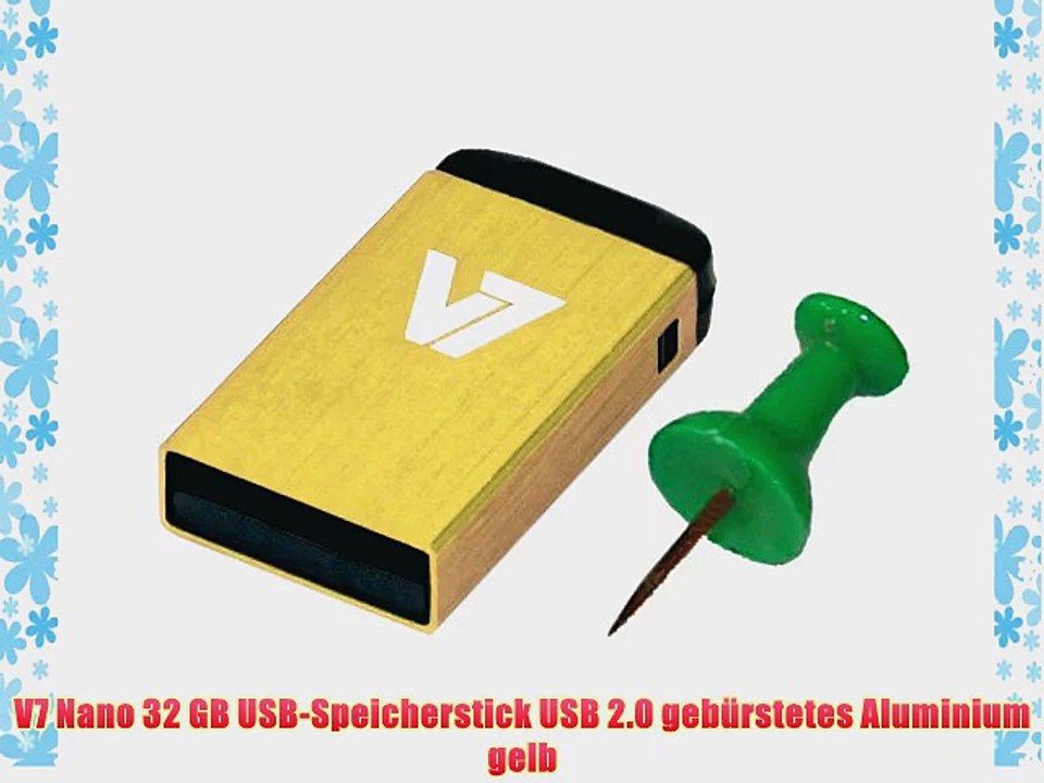 V7 Nano 32 GB USB-Speicherstick USB 2.0 geb?rstetes Aluminium gelb