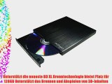 Archgon Star Schwarz Ultra Slim Externer Blu-Ray DVD CD Brenner (Panasonic UJ-272) mit USB