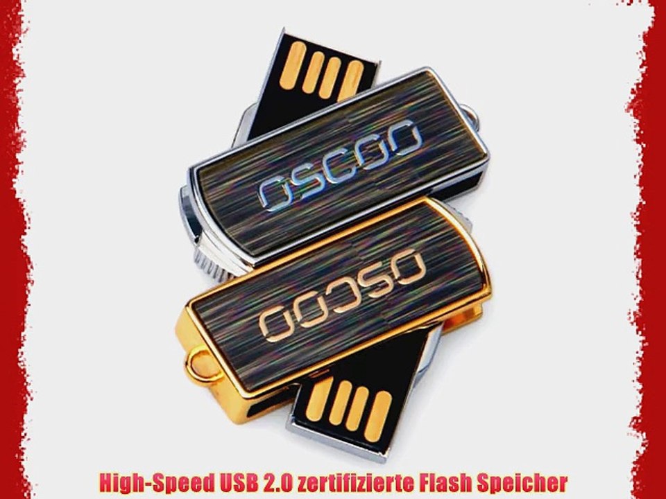 16GB Premium gl?nzender Edelstahl Metallchrom sich drehen USB 2.0 High Speed USB-Stick (16GB
