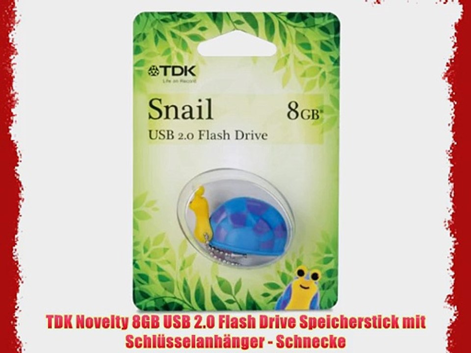 TDK Novelty 8GB USB 2.0 Flash Drive Speicherstick mit Schl?sselanh?nger - Schnecke