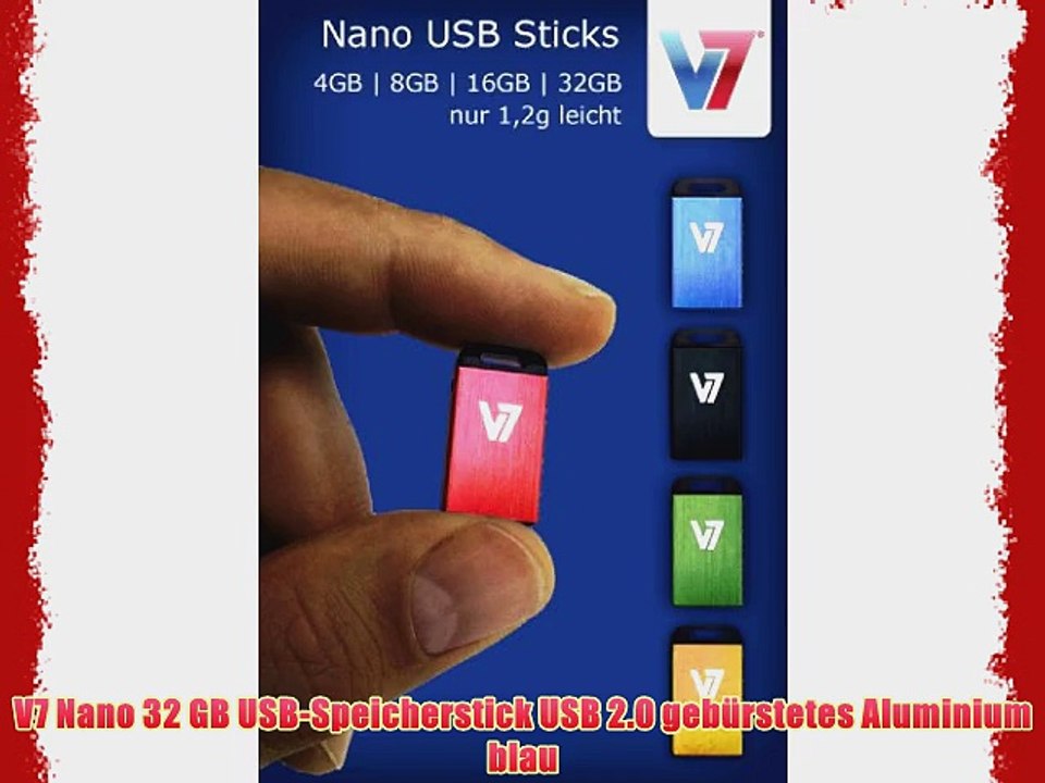 V7 Nano 32 GB USB-Speicherstick USB 2.0 geb?rstetes Aluminium blau
