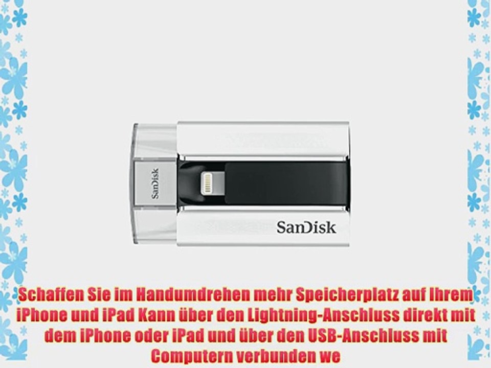 SanDisk SDIX-016G-G57 iXpand 16GB USB-Stick Speicher f?r Apple iPhone/iPad silber