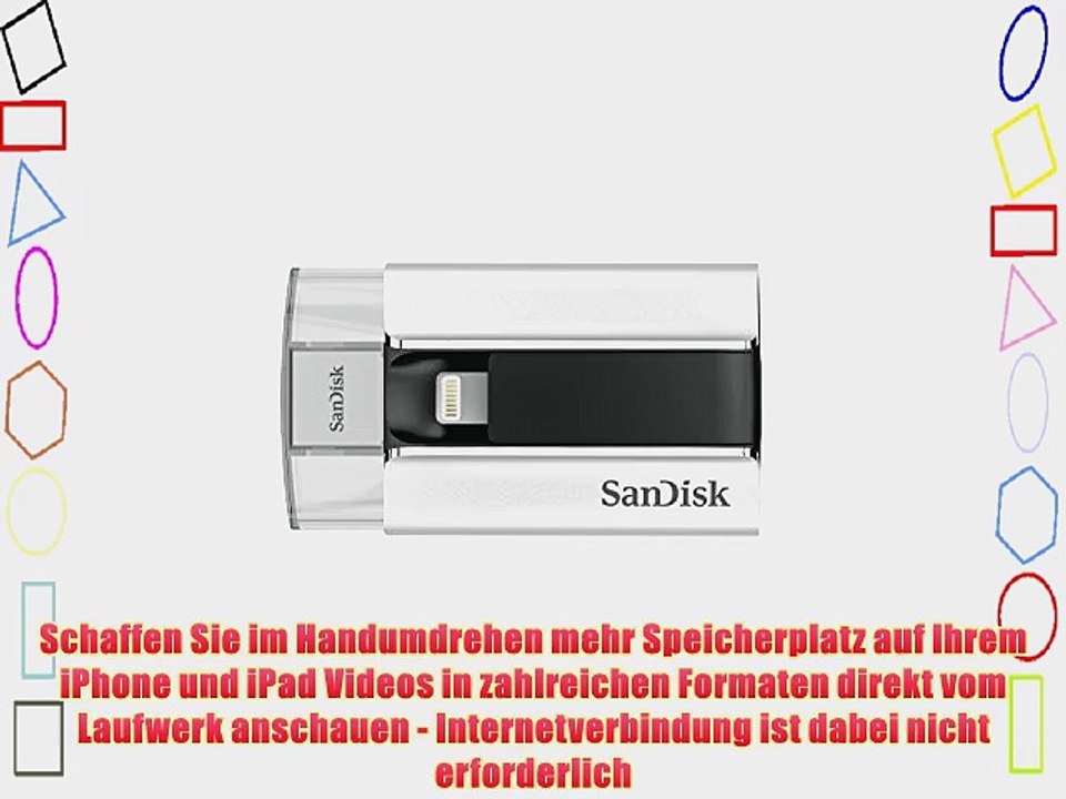 SanDisk SDIX-064G-G57 iXpand 64GB USB-Stick Speicher f?r Apple iPhone/iPad silber