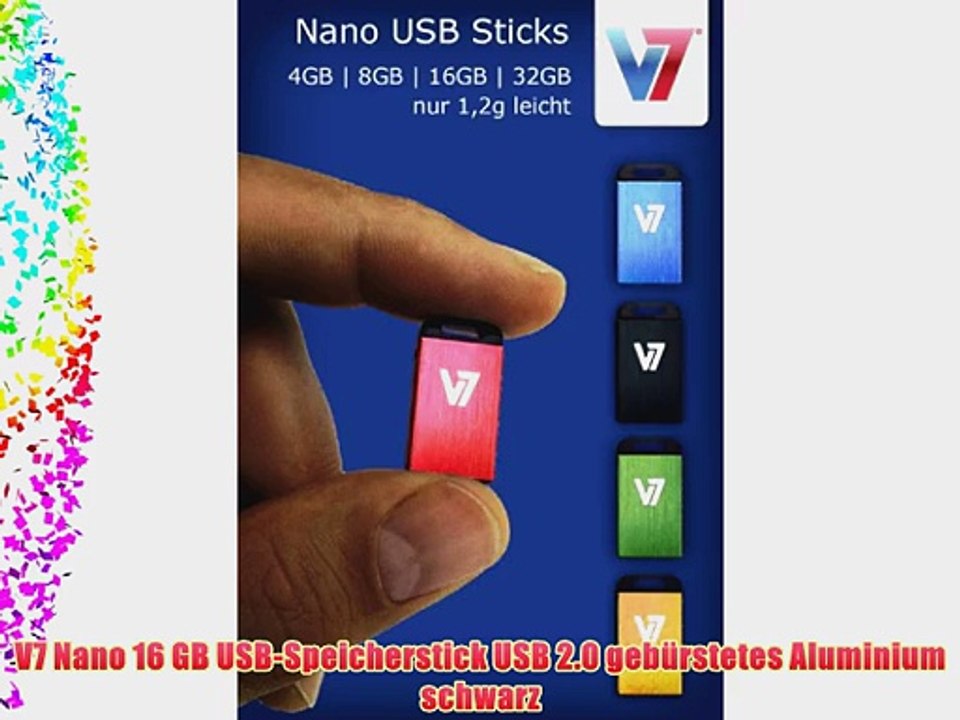 V7 Nano 16 GB USB-Speicherstick USB 2.0 geb?rstetes Aluminium schwarz