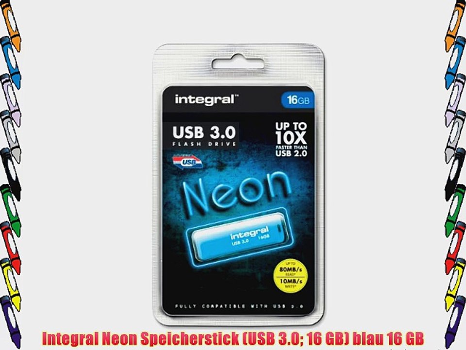 Integral Neon Speicherstick (USB 3.0 16?GB) blau 16 GB