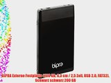 BIPRA Externe Festplatte (100?GB 63?cm / 25?Zoll USB 2.0 FAT32) Schwarz schwarz 200 GB