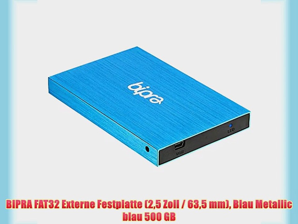 BIPRA FAT32 Externe Festplatte (25?Zoll?/ 635?mm) Blau Metallic blau 500 GB