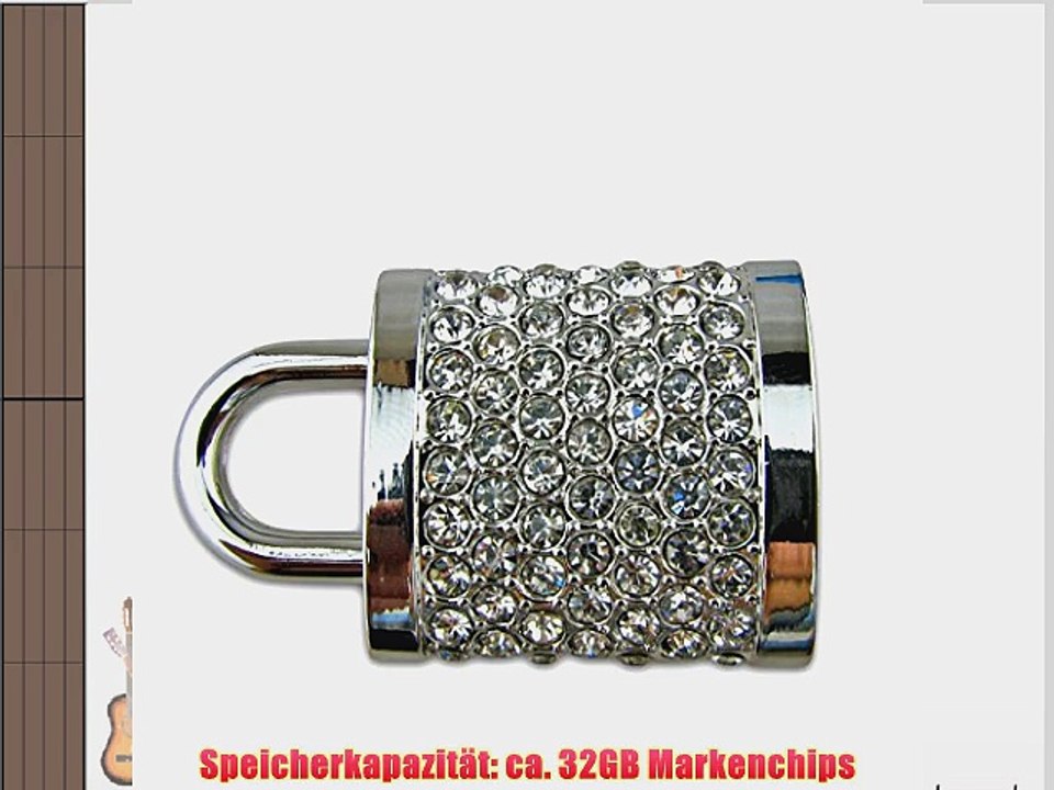 818-Shop No36200040032 Hi-Speed 2.0 USB-Sticks 32GB Schloss Diamant Metall 3D silber
