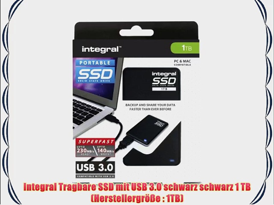 Integral Tragbare SSD mit USB 3.0 schwarz schwarz 1 TB (Herstellergr??e : 1TB)