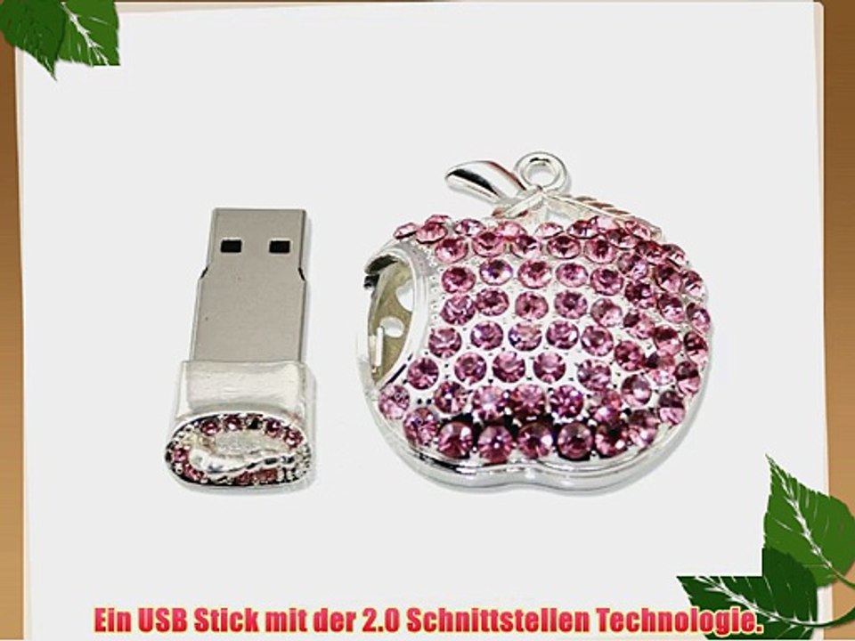 SUNWORLD Hi-SPEED USB_STICK 16GB SPEICHER FIGUR SILBERSCHMUCK APFEL DIAMAND -Pink