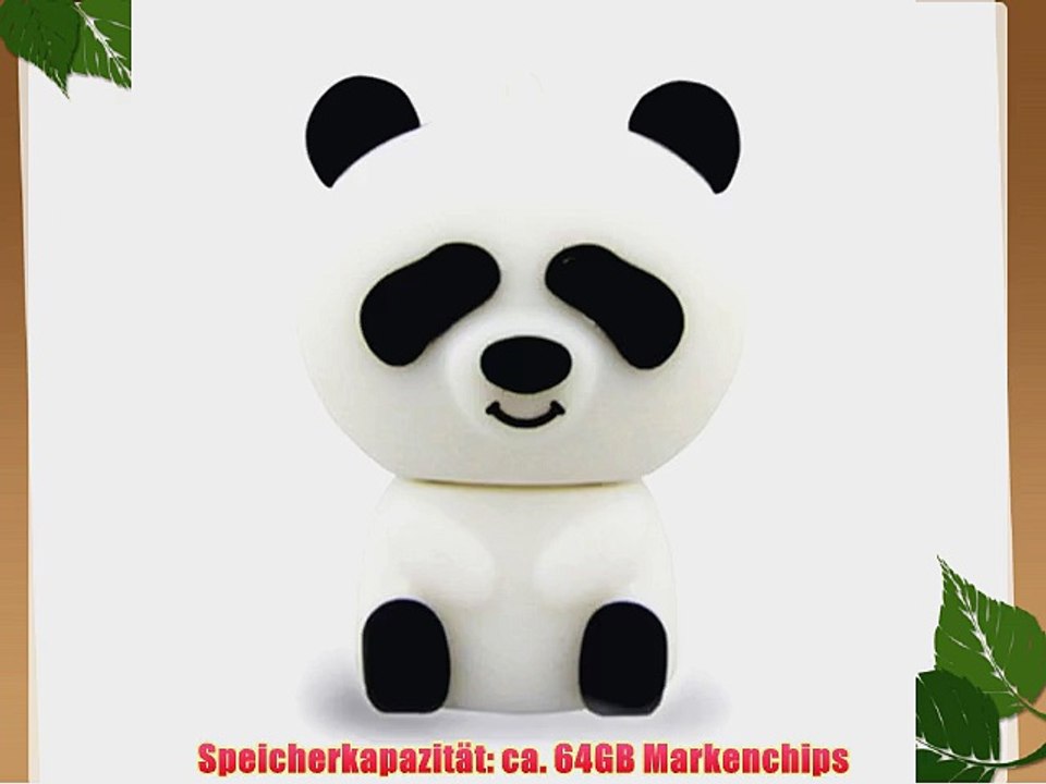 818-TEch No32300030064 Hi-Speed 2.0 USB-Sticks 64GB Lustiger Panda B?r 3D wei?