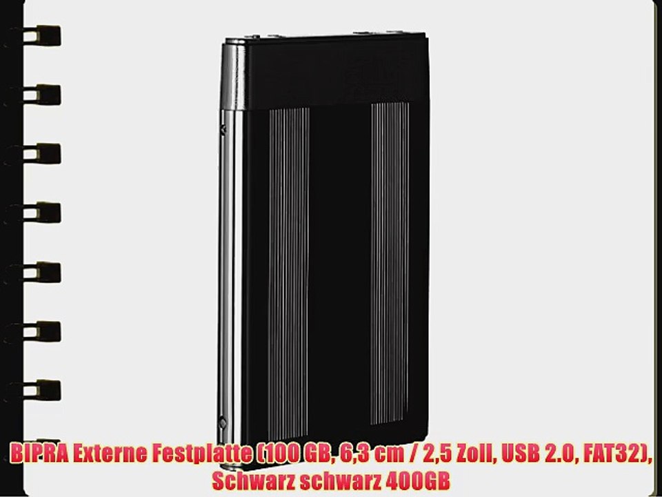 BIPRA Externe Festplatte (100?GB 63?cm / 25?Zoll USB 2.0 FAT32) Schwarz schwarz 400GB