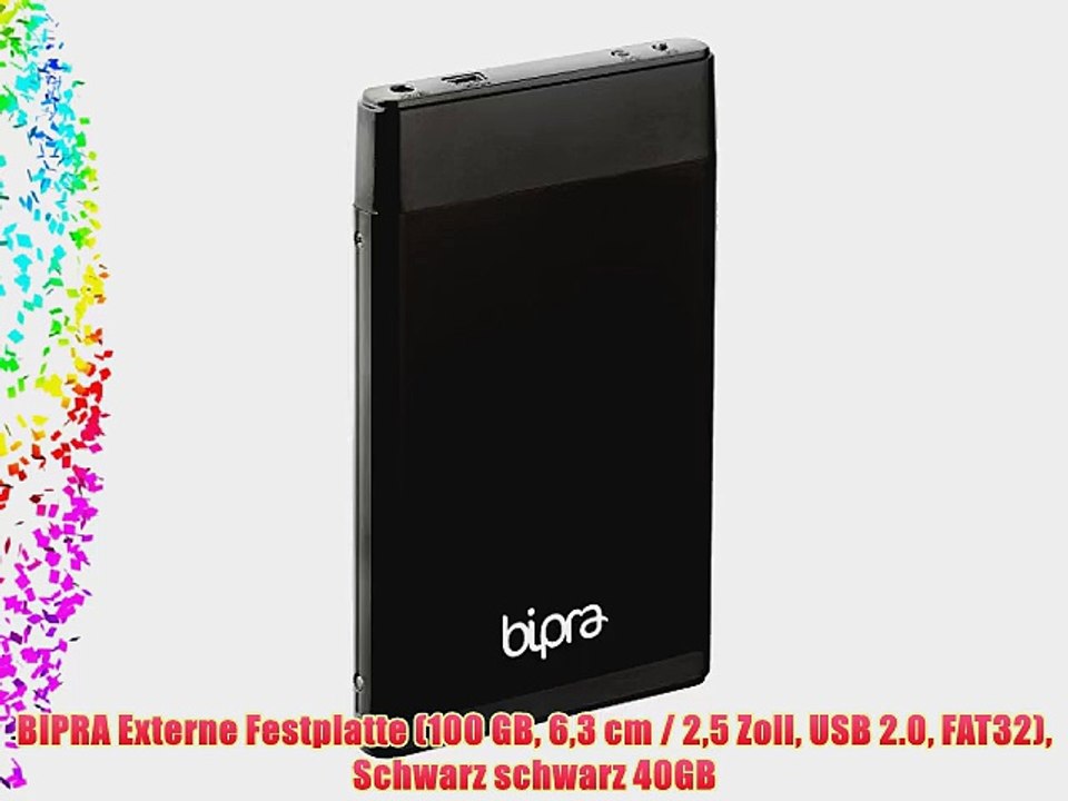 BIPRA Externe Festplatte (100?GB 63?cm / 25?Zoll USB 2.0 FAT32) Schwarz schwarz 40GB