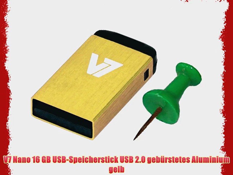V7 Nano 16 GB USB-Speicherstick USB 2.0 geb?rstetes Aluminium gelb