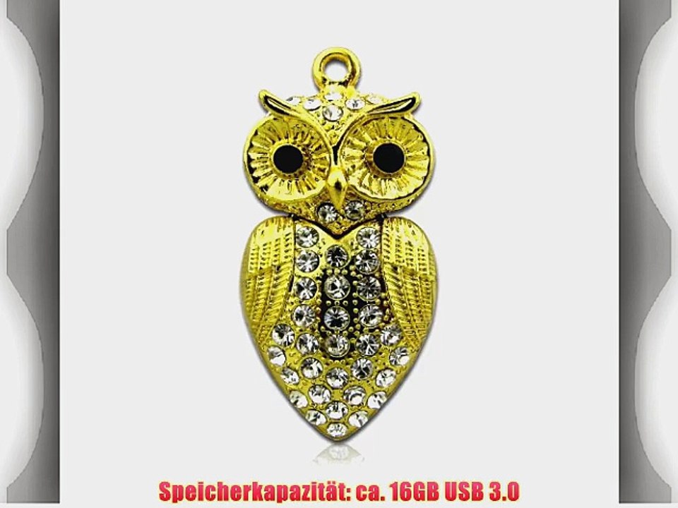 818-TEch No11800020336 Hi-Speed 3.0 USB-Stick 16GB Eule Uhu Diamant 3D gold