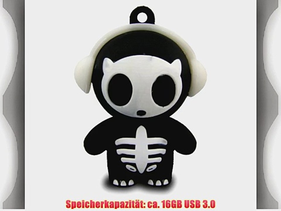 818-TEch No12800050336 Hi-Speed 3.0 USB-Stick 16GB Skelett DJ Horror 3D schwarz