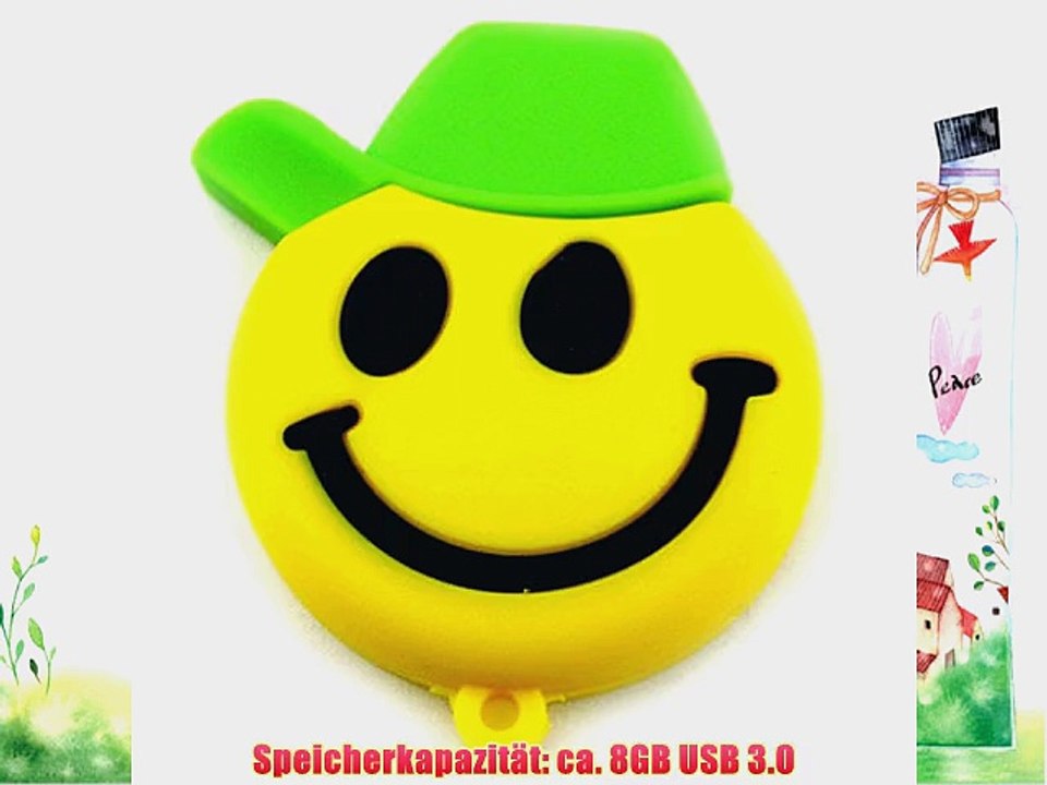 818-TEch No16800080038 Hi-Speed 3.0 USB-Sticks 8GB Lustiger Smiley Kopf gelb