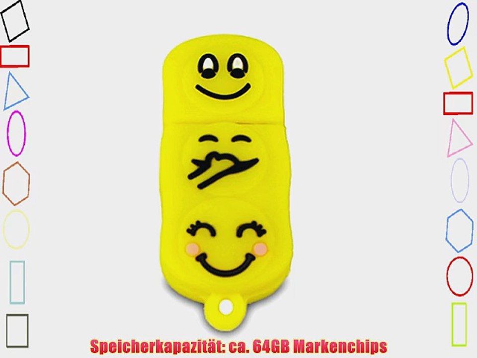 818-TEch No50100070064 Hi-Speed 2.0 USB-Sticks 64GB Lustige Smiley Ampel gelb