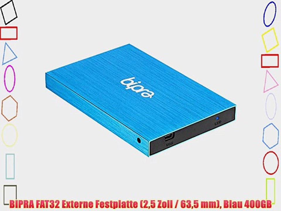 BIPRA FAT32 Externe Festplatte (25?Zoll?/ 635?mm) Blau 400GB