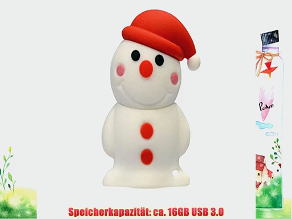 818-TEch No7400040336 Hi-Speed 3.0 USB-Stick 16GB Weihnachten Schneemann 3D wei?