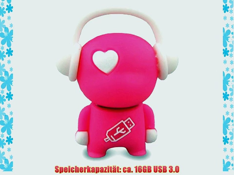 818-TEch No7700080336 Hi-Speed 3.0 USB-Stick 16GB Lustiger Musik DJ 3D rosa