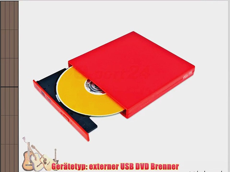 Externer USB DVD-Brenner in Farbe Rot f?r HP Mini 110 311 2133 Mininote. Inklusive USB Kabel