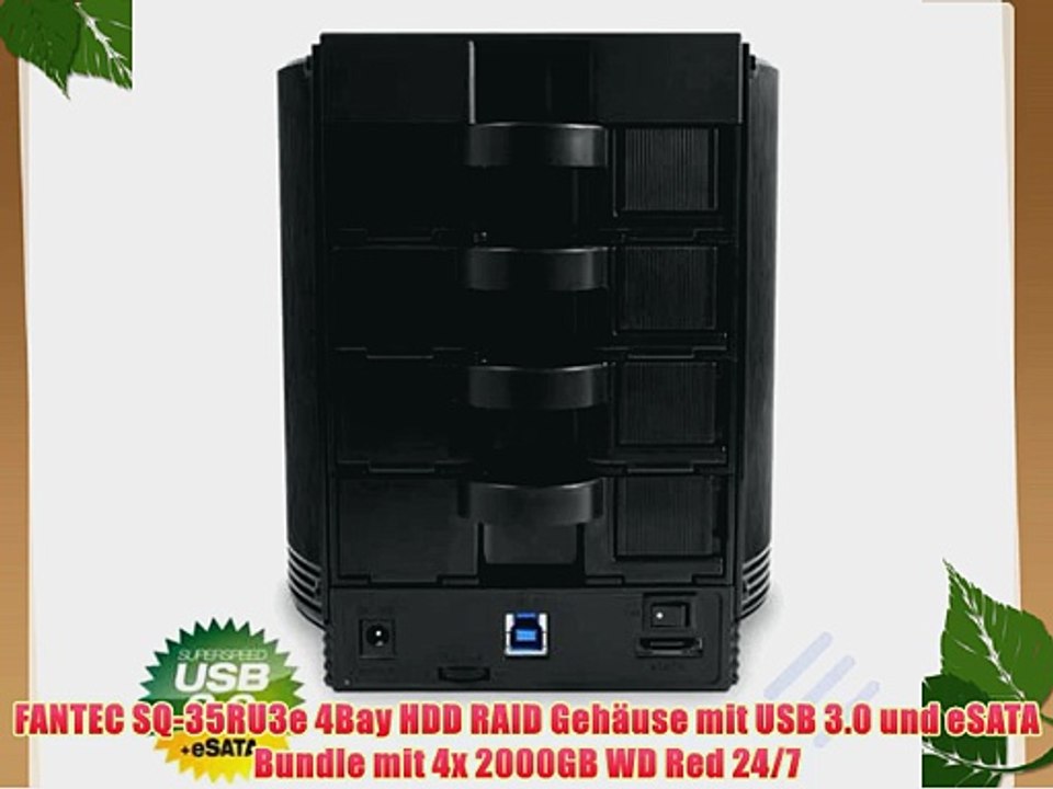 FANTEC SQ-35RU3e 4Bay HDD RAID Geh?use mit USB 3.0 und eSATA Bundle mit 4x 2000GB WD Red 24/7