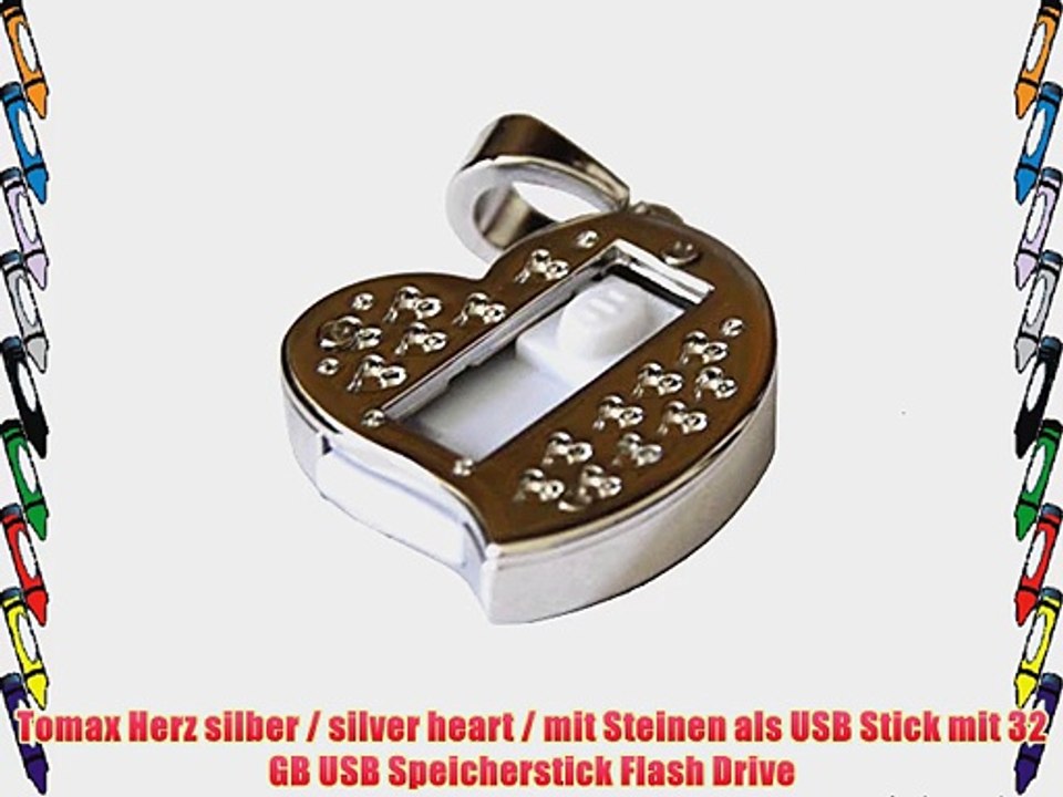 Tomax Herz silber / silver heart / mit Steinen als USB Stick mit 32 GB USB Speicherstick Flash