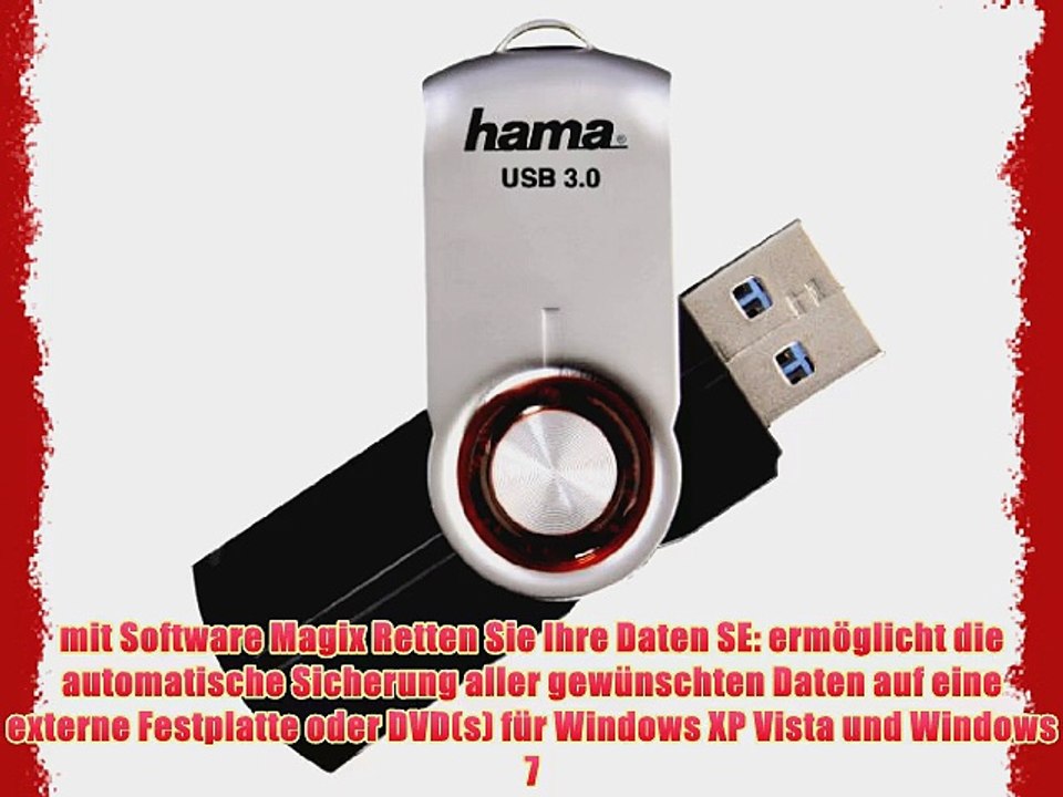 Hama 00114958 Tenus FlashPen 64GB Speicherstick (90Mbps USB 3.0) schwarz/silber