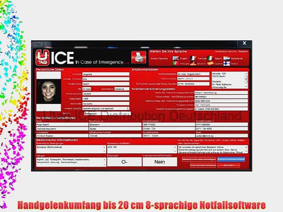 UTAG - SPORT SOS ICE - ID-Armband blau mit Notfall-USB-Stick