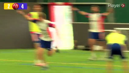 England's Ashes team Five a side  play football  at Nottingham Forest while  INJURED JIMMY STAND asREFEREE