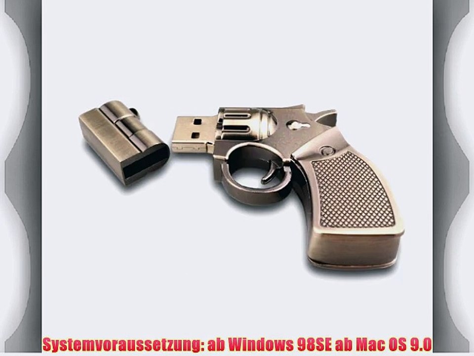 818-TEch No11400050064 Hi-Speed 2.0 USB-Sticks 64GB Pistole Revolver Metall 3D metallik