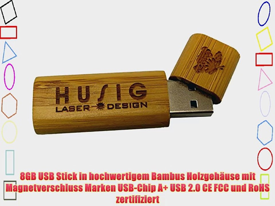 8GB USB Stick Bambus mit personalisierbarer Laser Gravur