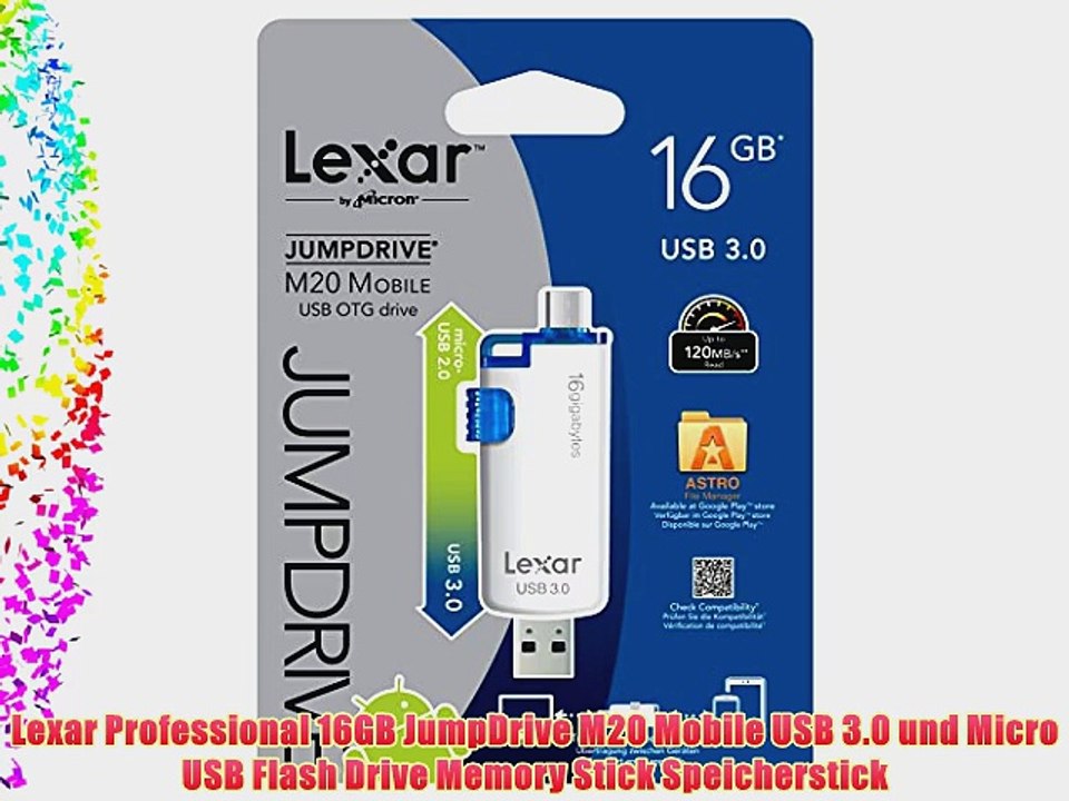 Lexar Professional 16GB JumpDrive M20 Mobile USB 3.0 und Micro USB Flash Drive Memory Stick