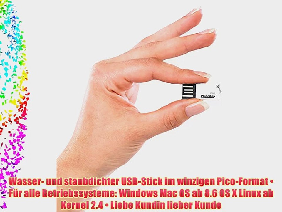 PConKey Super-Slim USB-Speicherstick wEe Pico mit 16 GB wasserdicht