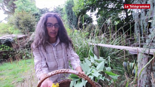 Château de Kergrist. Karine Le Meur peint avec des plantes
