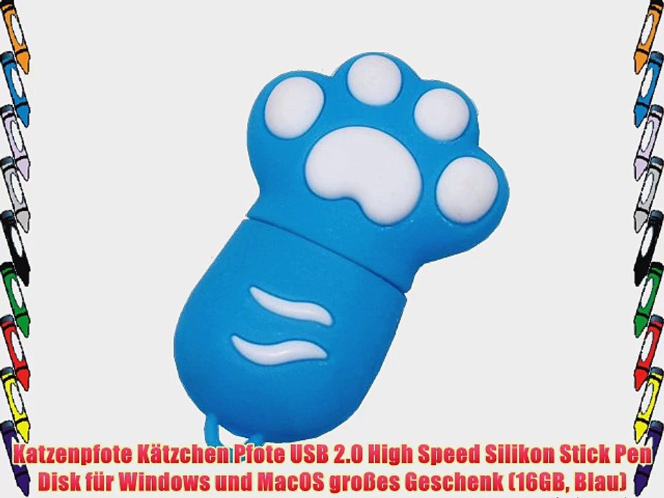 Katzenpfote K?tzchen Pfote USB 2.0 High Speed Silikon Stick Pen Disk f?r Windows und MacOS